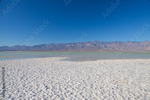 Lake Manly and salt flats at Badwater Basin in Death Valley National Park, California