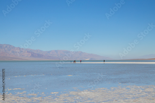 Lake Manly and salt flats at Badwater Basin in Death Valley National Park, California
