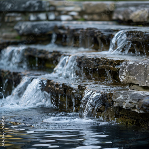Serene Cascade Flowing Over Rocky Steps in Nature