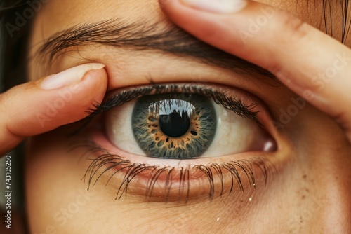 Female beautiful pupil Looking directly into the camera photo