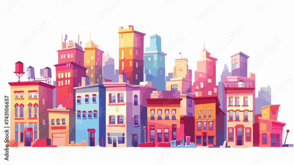 Buildings minimal city scape scene cartoon flat v