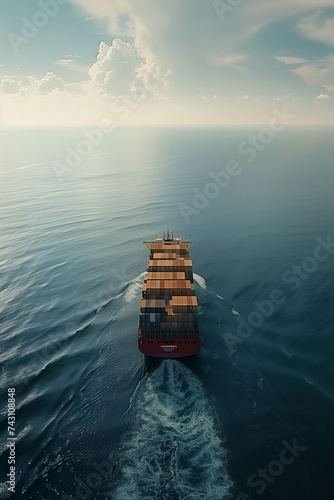 Container ship sailing in the sea.