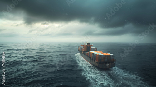 Container ship sailing in the sea. © S photographer