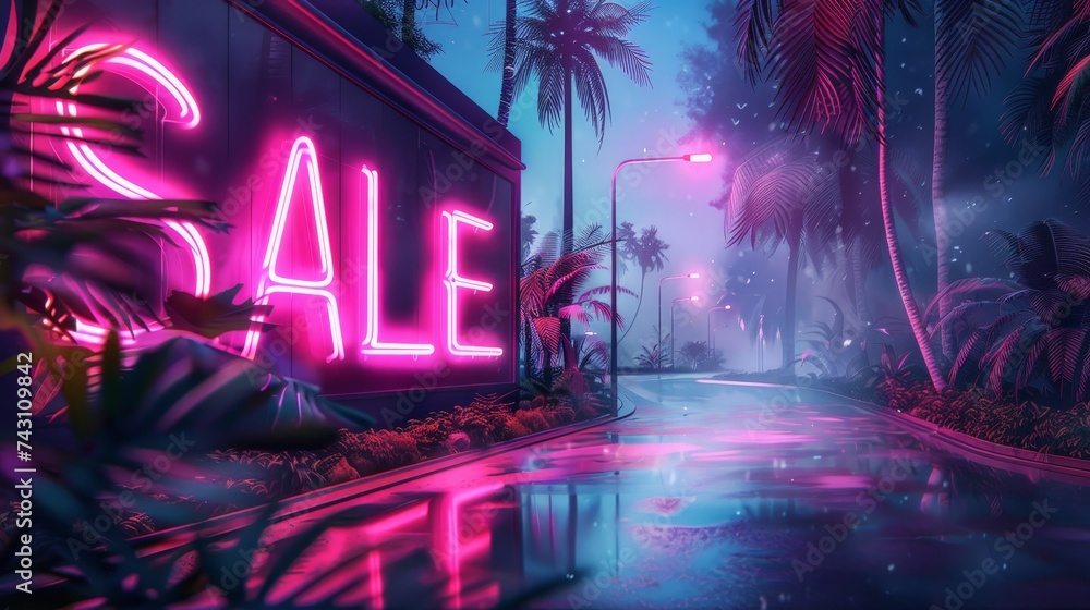 Neon Banner with the word SALE