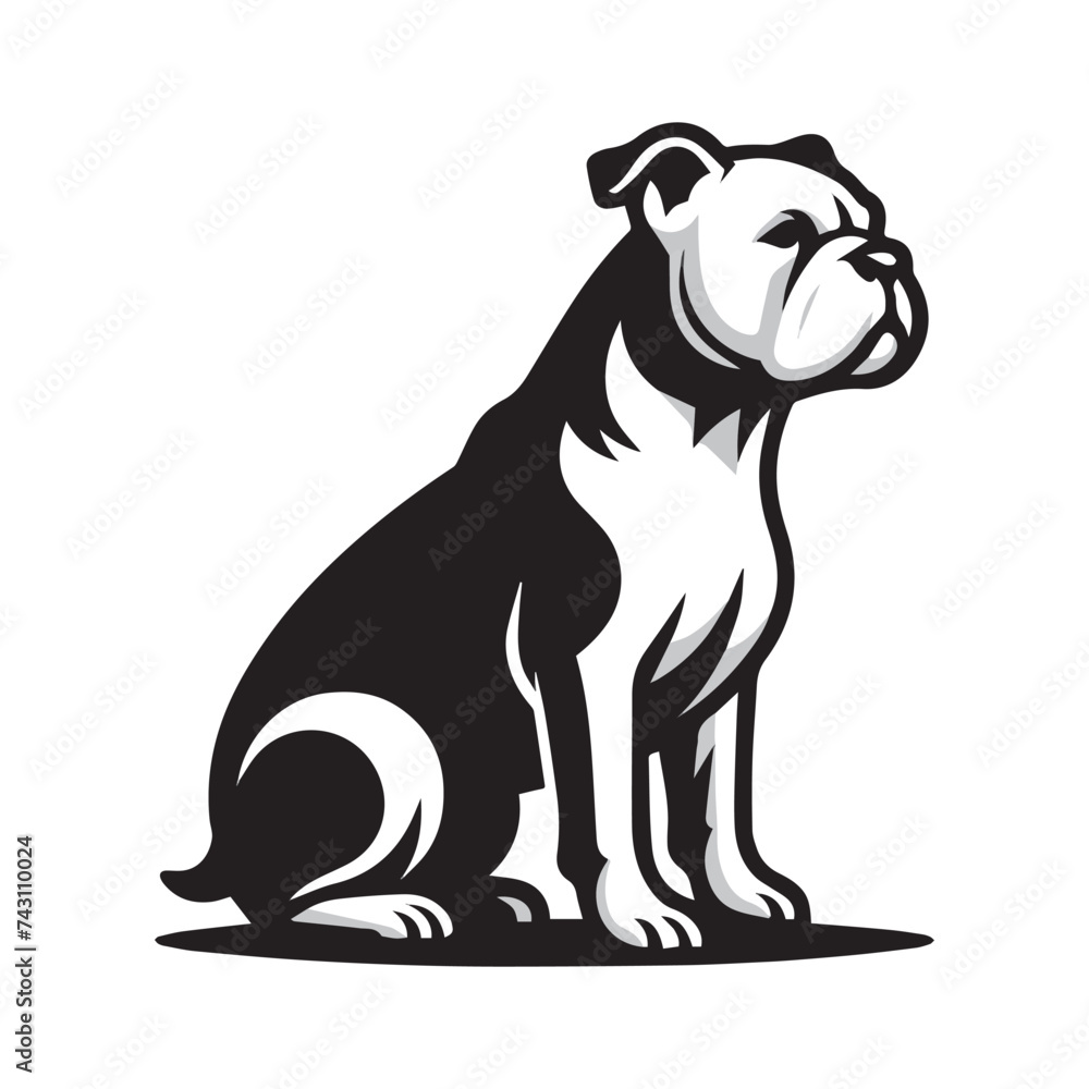 Obraz premium Bull dog in sitting position, silhouettes of bull dogs, assets for designers