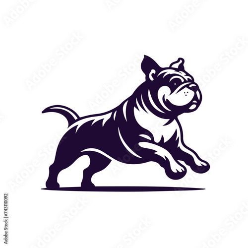 silhouettes of pitbull running pose, jumping dog, Dog American Pit Bull Dog  jump silhouette Breeds Bundle Dogs on the move. Dogs in different poses. The dog jumps, the dog runs