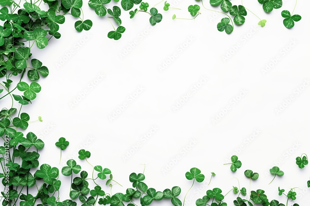 Green clover leaves with copyspace on white background Green clover leaves with copyspace on white background