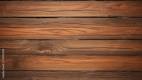 Texture of old wood made of planks and painted brown