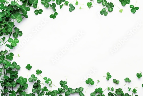 Green clover leaves with copyspace on white background © Alina