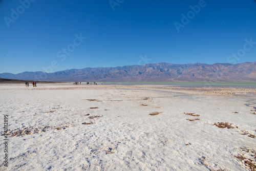Lake Manly and salt flats at Badwater Basin in Death Valley National Park, California