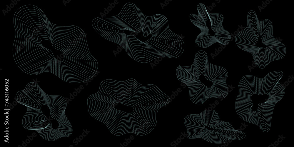 Fototapeta premium Set of mesh isolated form for decoration