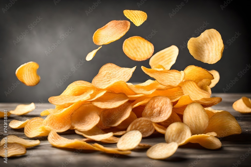 Falling natural potato chips isolated food, isolated, white, yellow, healthy, pasta, Falling natural potato chips isolated food, isolated, white, yellow, healthy, pasta,