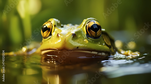 Green exotic frog on background with copy space © xuan