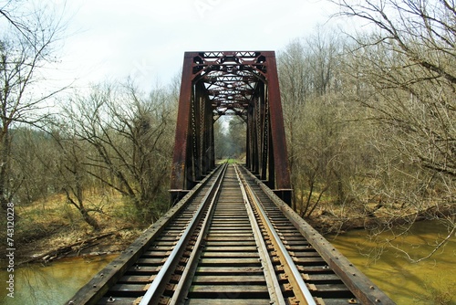 railway bridge over the river photo