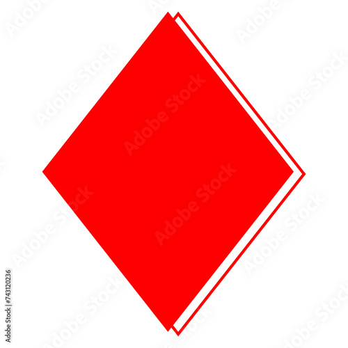 Transparent PNG of a red diamonds playing card symbol with a red outline. One out a set of four playing card suits