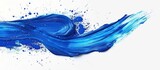 A hand-painted stroke depicting a blue wave on a white background, creating a stark contrast and a sense of motion.