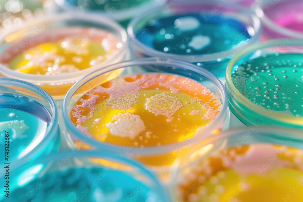 petri dishes with bacterial colonies culture on agar plates in laboratory petri dishes with bacterial colonies culture on agar plates in laboratory