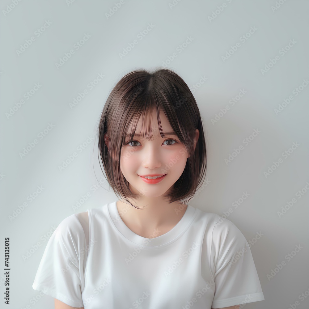10代の笑顔のかわいいTシャツ女子 10代の笑顔のかわいいTシャツ女子