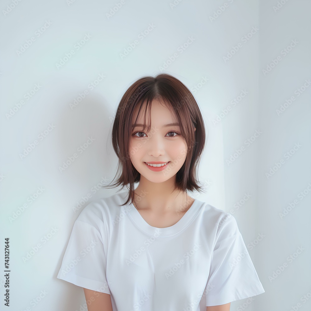 笑顔のかわいいTシャツ女子 笑顔のかわいいTシャツ女子
