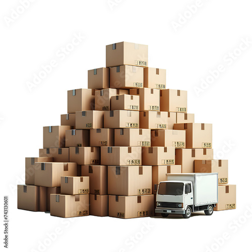 3D Stack of cardboard boxes for stacked sealed goods isolated on white background. © abdel moumen rahal