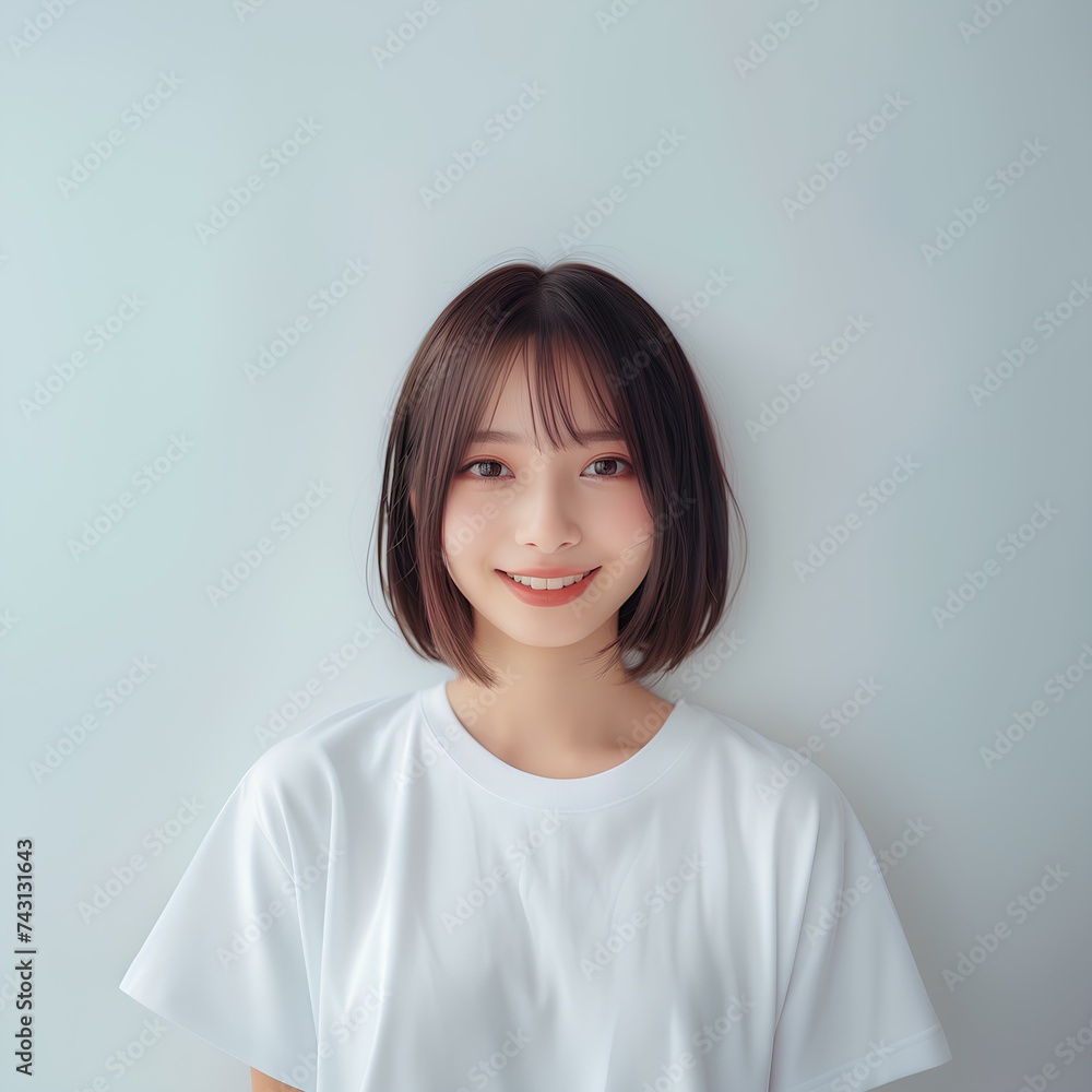 10代の笑顔のかわいいTシャツ女子 10代の笑顔のかわいいTシャツ女子