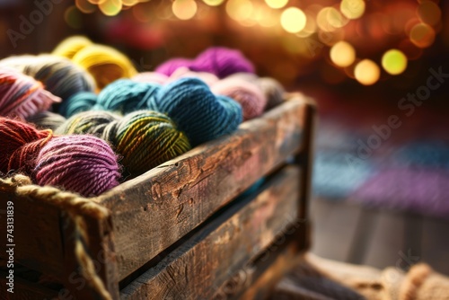 Showcase of varied skeins of wool yarn, offering a comprehensive range of options for individuals involved in hand-knitting activities. photo