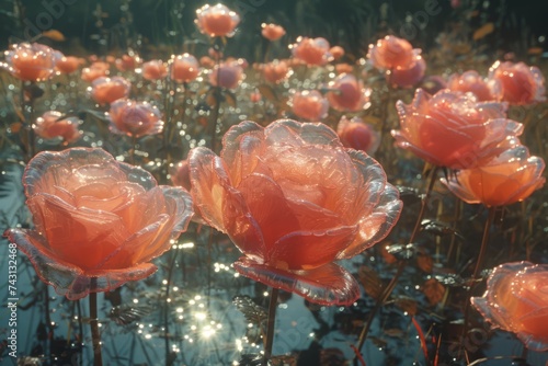 inflatable air roses on beautiful nature