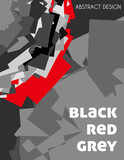 Black, red and grey geometric abstraction. Vector graphics