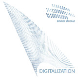 Digitalization. Binary code stream. Vector graphics