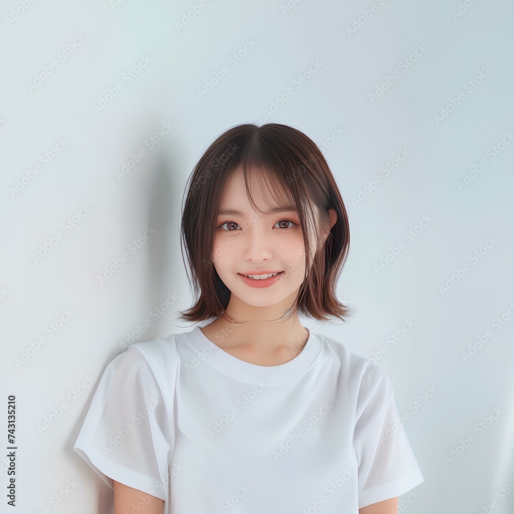10代の笑顔のかわいいTシャツ女子 10代の笑顔のかわいいTシャツ女子