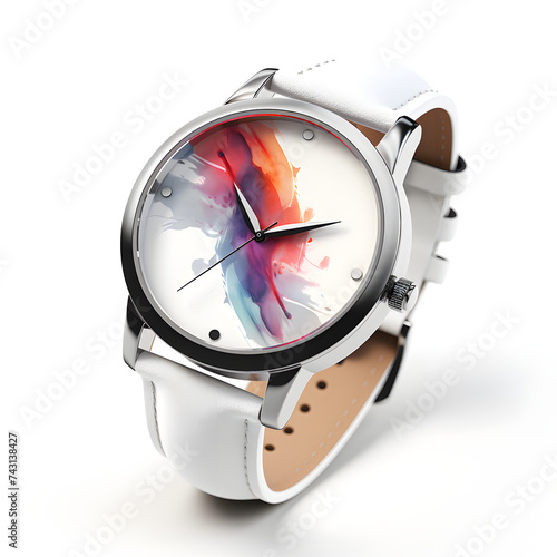 Porduct photo of a minimal wrist watch, cool minima wrist watch, expensive wrist watch, wrist watch with white background photo