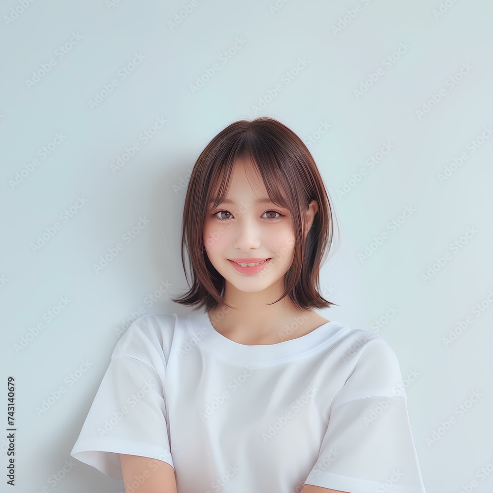 笑顔のかわいいTシャツ女子