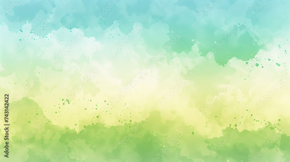 Abstract watercolor background  serene spring morning with sky blue and pale yellow strokes