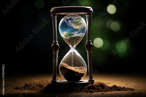 hourglass on black background