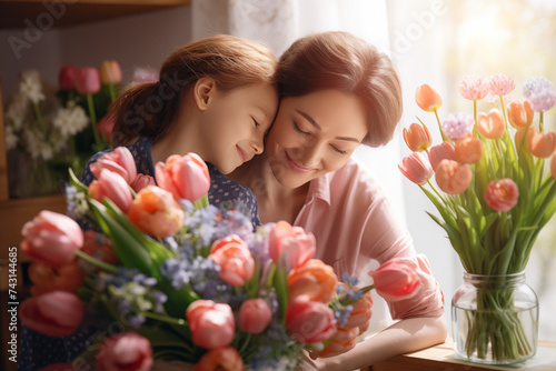 mom and daughter with tulips © Natalia Aguiar