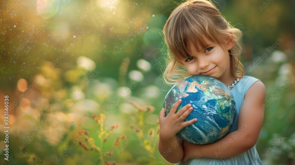 tender moment when a girl hugs a planet earth generative ai tender moment when a girl hugs a planet earth generative ai
