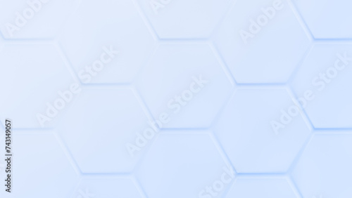 Big light blue hexagon grid pattern with shadow or 3d effect on light blue. Technology  connection and data concept. High resolution full frame abstract and modern background with copy space.