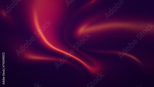 Abstract flowing liquid wavy curved purple  red and orange shapes on dark purple background. High resolution full frame blurry and dynamic background.