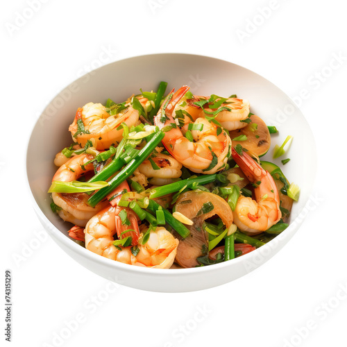 Yummy shrimp fried food isolated on white background