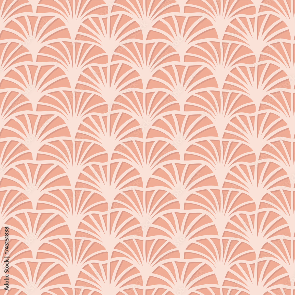 linear botanical art deco style beige peach monochrome seamless pattern linear botanical art deco style beige peach monochrome seamless pattern