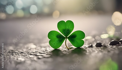 St. Patrick's Day. Shamrock background. Irish three-leaf clover. Irish National Day. Selective focus. AI generated