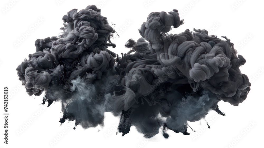 Black paint splash explosion smoke cloud isolated on transparent background Black paint splash explosion smoke cloud isolated on transparent background