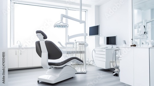 Dental equipment placed on the table.