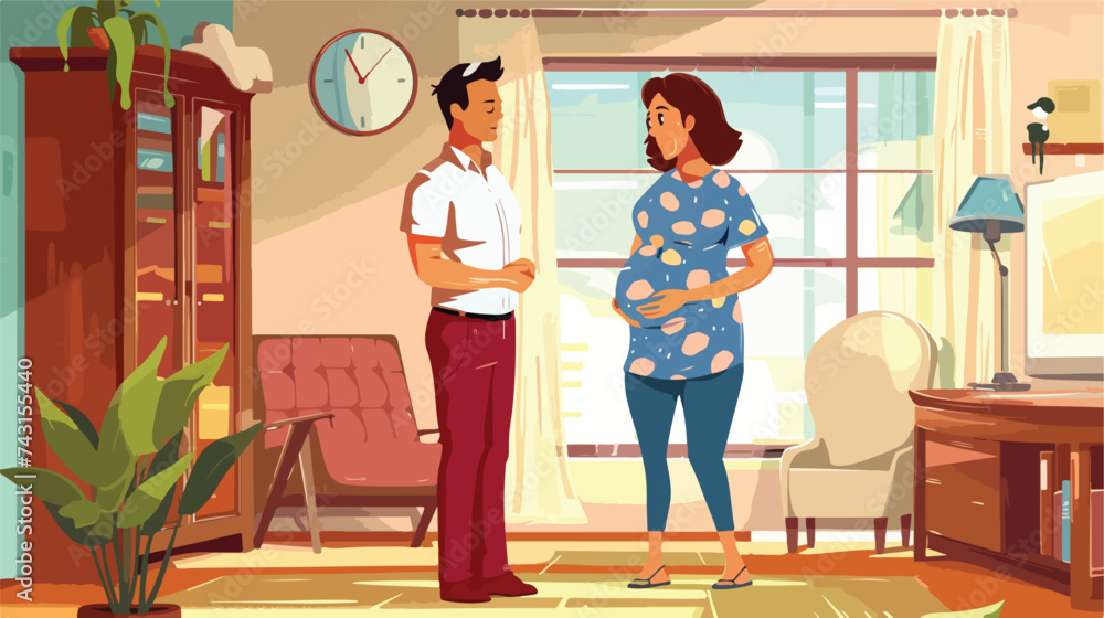 Pregnancy and maternity scene flat cartoon vector