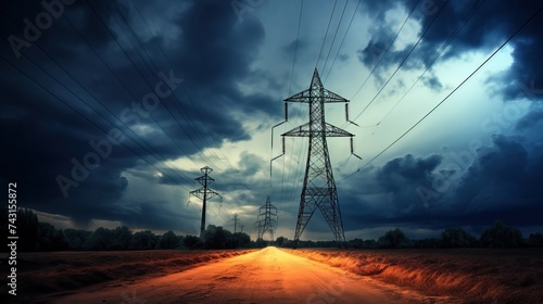 Electricity pylon with dramatic clouds.