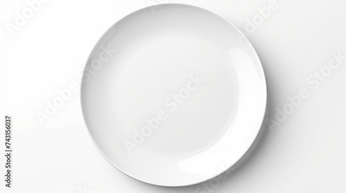 Empty plate isolated on white background. Directly above view.