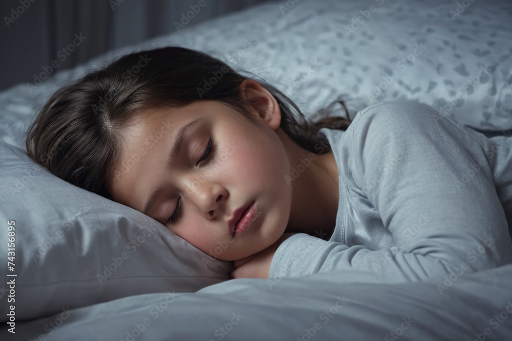 Adorable little kid sleep in bad at home Adorable little kid sleep in bad at home