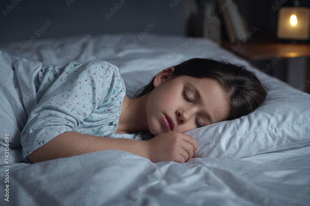 Adorable little kid sleep in bad at home Adorable little kid sleep in bad at home