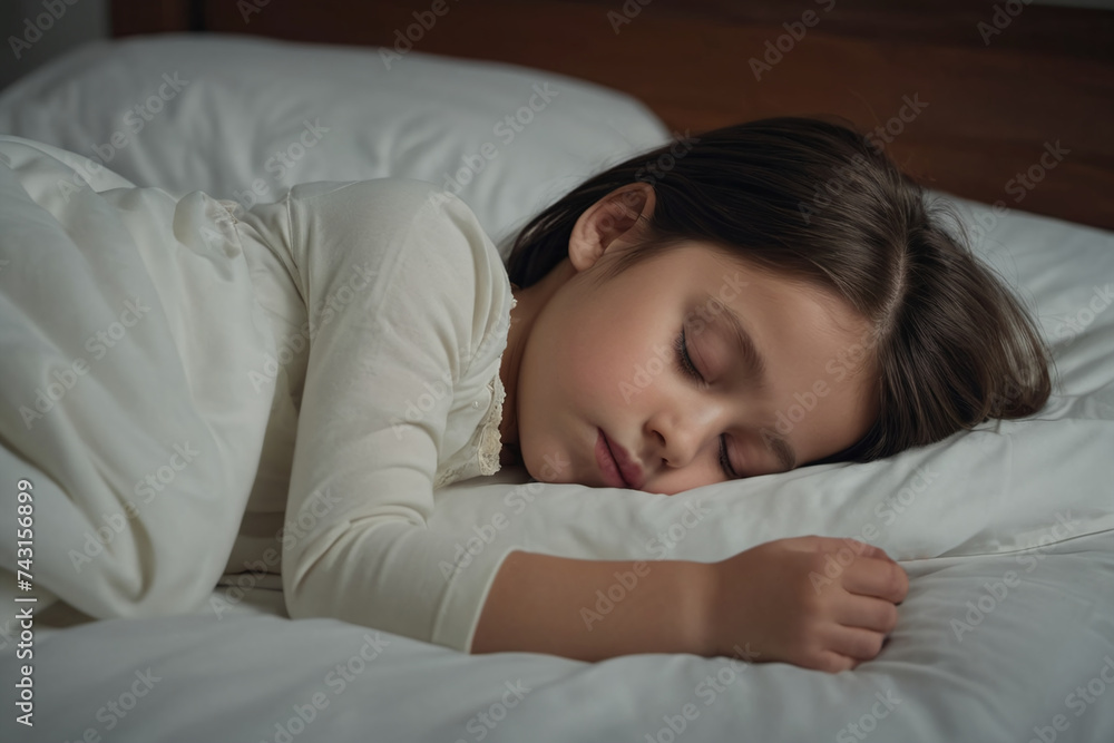 Adorable little kid sleep in bad at home Adorable little kid sleep in bad at home