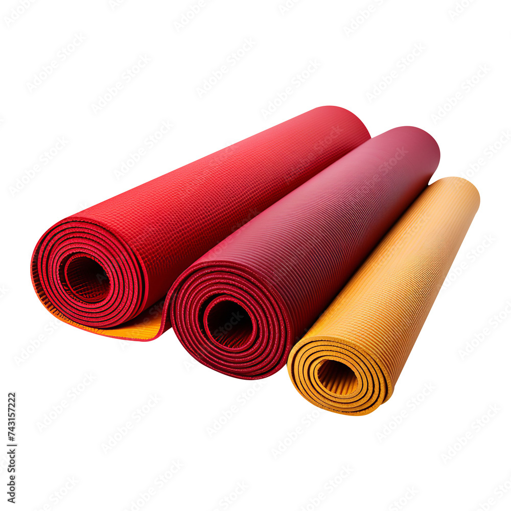 Marvelous Red and Gold Yoga Mats isolated on white background Marvelous Red and Gold Yoga Mats isolated on white background